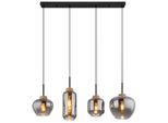 Globo Lighting HäNgeleuchte "Matt", Schwarz (Schwarz Matt), 4, H: 120Cm, 1 Stk., Leuchten, HäNgeleuchte Schwarz/Hanf, Rauchglas, HöHenküRzbar, E27, HäNgeleuchte