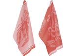 Geschirrtuch Pad "Sea", Rot, B:50Cm H:1Cm L:70Cm, 100% Baumwolle, GeschirrtüCher, Geschirrtuch, 100% Baumwolle, 50X70 Cm, Motiv Meeresbewohner