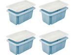 Aufbewahrungsbox Keeeper "Emil, 4Er Set, 7 L, 35 X 20,5 X 15 Cm", Nordic Blau, B:35Cm H:15Cm T:20,5Cm, Kunststoff, Aufbewahrungsboxen, Aufbewahrungsbox, Ineinander Und Aufeinander Stapelbar