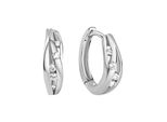 Paar Creolen Firetti "Schmuck Geschenk Silber 925 Ohrschmuck Ohrringe", Silberfarben, Kristallweiß, Kristallweiß, Ohrringe, Damen, 14Mm, Silber 925 (Sterlingsilber), Mit Zirkonia (Synth.)