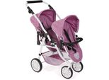 Puppen-Zwillingsbuggy CHIC2000 "Vario, Jeans Pink", Rosa (Jeans Pink), Puppenwagen, Kinderb:71Cm H:79Cm T:71Cm, Kunststoff, Metall, Stoff, B:71Cm H:79Cm T:71Cm
