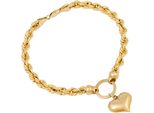 Armband Firetti "Schmuck Geschenk Gold 585 Armschmuck Armkette Kordelkette "Herz", Gold (Gelbgoldfarben), ArmbäNder, Damen, 19Cm, Gelbgold 585, Armband