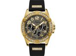 Multifunktionsuhr Guess "Frontier", Schwarz, Armbanduhren, Herren, Armbanduhr, Quarzuhr, Herrenuhr, Analog, Silikonarmband