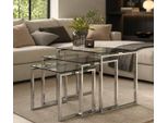 Beistelltisch Actona Group "Katrine 3Er Set, Moderne Glas Satztische, Zeitloses Design", Transparent (Klar, Chrom), B:50Cm H:45Cm T:43Cm, Tische, Beistelltisch, Ottos Choice, Platzsparend, Stilvoll & Flexibel Kombinierbar