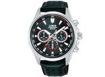 Chronograph Lorus "Sports Chronograph", Schwarz, Rot, Armbanduhren, Herren, Chronograph, Quarzuhr, Armbanduhr, Herrenuhr, Lederarmband, Analog, Tag