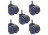 5Er-Set Hartbodenrollen MCW-H86, BüRostuhl-Rollen Stuhlrollen, 150Kg Belastbar Ø 11Mm ~ Blau