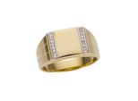 Goldring Firetti "Schmuck Geschenk Gold 585 Herrenring Goldring" Gr. 19, Weiß (Gelbgoldfarben, WeißGoldfarben), Fingerringe, Herren, 19, 0,08 P2 = Erkennbare EinschlüSse, Diamanten Gelbgold 585, 11Mm, Diamanten, Gelbgold 585, Goldring, Mit Brillanten
