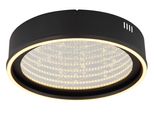 Globo Lighting Deckenleuchte "Mirrora", Schwarz Matt, 1, Ø 40Cm H: 8,5Cm, 1 Stk., Leuchten, Led Deckenleuchte Schwarz Matt Mit 3D Glas- Und Kristalleffekt, Deckenleuchte