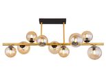 Globo Lighting Deckenleuchte "Riha", Schwarz Matt, 9, H: 38Cm, 1 Stk., Leuchten, Deckenleuchte Schwarz/Messing, Amberglas, 5 GläSer, Led G9, Deckenleuchte