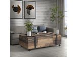 Couchtisch Forte "Couchtisch Fobya", Beige (Old Wood Vintage, Old Wood Vintage, Old Wood Vintage), B:110Cm H:35,7Cm T:60Cm, Tische, Couchtisch, Auf Rollen, Breite Ca. 110 Cm