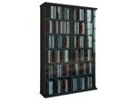 Media-Regal Vcm "Holz CD DVD Stand Regal Schrank Roma GlastüR", Schwarz, B:60Cm T:18Cm, Regale