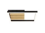 Brilliant Led Deckenleuchte "Calma", Schwarz (Schwarz, Natur), 1, H: 4Cm, 1 Stk., Leuchten, 3000 K, Dimmbar, Holz/Metall, Schwarz, Led Deckenleuchte