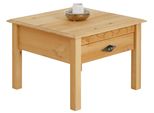 Couchtisch Otto Home "Laura", Beige (Natur Gebeizt, Gewachst), B:60Cm H:42Cm T:60Cm, Tische, Couchtisch, 60/60 Cm, Mit Einer Schublade, ZusäTzlicher Stauraum