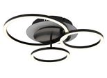 Globo Lighting Deckenleuchte "Norberto", Schwarz Matt, 1, H: 11,5Cm, 1 Stk., Leuchten, Deckenleuchte Schwarz/Silber, Ringe/Backlight, Led 40W, Deckenleuchte