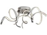 Searchlight Led Deckenleuchte "Twirls-Led-Deckenleuchte- Chrom & Klarer Kristall", Energieeffizienz: G (A-G), Chromfarben, Klar, H: 25Cm, 1 Stk., Leuchten, Led Deckenleuchte