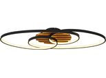 Globo Lighting Deckenleuchte "Tisha I", Schwarz Matt, 1, H: 9Cm, 1 Stk., Leuchten, Deckenleuchte Schwarz/Holz, Led 40W, 3000K, Deckenleuchte