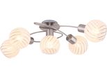 Globo Lighting Deckenleuchte "Willy", Nickel Matt, 5, H: 24Cm, 1 Stk., Leuchten, Deckenleuchte Nickel, Glas Klar/Weiß, E27, Deckenleuchte