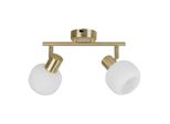 Näve Deckenleuchte "Learta", Gold (Goldfarben), 2, Ø 10Cm H: 18,5Cm, 1 Stk., Leuchten, Spot, Exkl. E14, Messing Matt, Glas Weiß Opal, Deckenleuchte