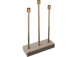 KerzenstäNder Kayoom "Kerzenhalter Art Deco 325", Grau (Taupe, Goldfarben), B:9Cm H:39,5Cm T:26Cm Ø:0Cm, Metall, Kerzenhalter