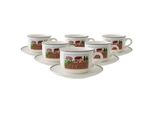 Tasse Villeroy & Boch "Teetassen Mit Untertassen Design Naif 250 Ml 6Er Set Bunt", Bunt, Porzellan, TrinkgefäßE, Tasse