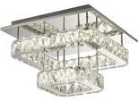 Searchlight Led Deckenleuchte "Clover Led-Deckenleuchte - Poliertes Chrom & Kristall", Energieeffizienz: G (A-G), Chromfarben, Klar, Grau, H: 22,5Cm, 1 Stk., Leuchten, Led Deckenleuchte