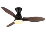 Globo Lighting Deckenleuchte "Gale", Schwarz Matt, 1, Ø 107Cm H: 32,5Cm, 1 Stk., Leuchten, Deckenventilator Schwarz/Holzoptik, Led 22W, Dimmbar, Fernbedienung, Deckenleuchte