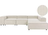BELIANI Ecksofa Cremeweiß Cord L-förmig 4-Sitzer Modulsofa mit Chaiselongue Linksseitig Wohnzimmermöbel Modern Wohnzimmer Wohnecke Sitzecke