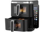 Steinborg Heißluftfritteuse Air Fryer Doppelheißluftfritteuse Friteuse 11L Kapazität (5,5+5,5L)