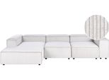 BELIANI Ecksofa Cremeweiß Cord L-förmig 4-Sitzer Modulsofa mit Chaiselongue Linksseitig Wohnzimmermöbel Modern Wohnzimmer Wohnecke Sitzecke