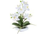 Kunstorchidee Creativ Green "Orchidee Phalaenopsis", Weiß, H:41Cm, Kunststoff, Kunstpflanzen, In AußErgewöHnlicher Keramikschale