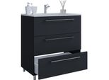 Waschtisch Vcm "2-Tlg. Waschplatz Waschtisch Badinos 3 Schublade", Schwarz, B:60Cm T:46Cm, Waschtische, Waschtisch