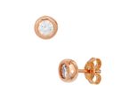 Paar Ohrstecker Jobo, Rosa (RoséGoldfarben), Ohrringe, Damen, 6Mm, Silber 925 (Sterlingsilber), Rund 925 Silber RoséGold Vergoldet Mit Zirkonia