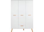 Kleiderschrank Trendteam "Mats", Weiß, B:130Cm H:190Cm T:60Cm, Fsc-Zertifizierter Holzwerkstoff, SchräNke, Kleiderschrank, 3 TüRig