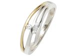 Silberring Jobo Gr. 54, Silber (Silber 925), Fingerringe, Damen, 54, Silber 925 (Sterlingsilber), Silberring, 925 Silber Bicolor Vergoldet Mit Zirkonia