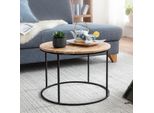 Finebuy Couchtisch Akazie Massivholz Rund 60Cm Wohnzimmertisch Handgefertigt