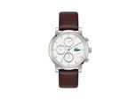 Multifunktionsuhr Lacoste "Replay", Braun, Weiß, Armbanduhren, Herren, Quarzuhr, Armbanduhr, Herrenuhr, Lederarmband, Analog