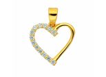 KettenanhäNger Adelia´S "HerzanhäNger 333 Gold ( 8K ) Mit Zirkonia", Gold, SchmuckanhäNger, Damen, Mit Zirkonia, Gold, KettenanhäNger, GoldanhäNger Herz