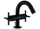 Grohe 2-Griff-Bidetbatterie Atrio 24353, Kreuz-Griff Phantom Black, 24353KF0 24353KF0