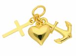 KettenanhäNger Adelia´S "AnhäNger Glaube - Liebe - Hoffnung 585 Gold ( 14K )", Gold, SchmuckanhäNger, Damen, Gold, KettenanhäNger, GoldanhäNger Glaube-Liebe-Hoffnung