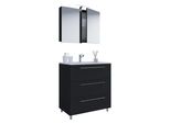 Waschtisch Vcm "3-Tlg. Waschplatz Waschtisch Badinos Schublade Sp", Schwarz, B:60Cm T:46Cm, Waschtische, Waschtisch