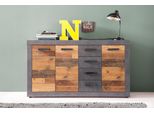 Kommode Home Affaire "Ilana", Graphit Grau Matera, B:151Cm H:86Cm T:37Cm, Holzwerkstoff, Sideboards, Kommode, Kommode Mit 3 TüRen & 4 Schubladen - (B/T/H) 151/37/86 Cm