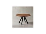 Kadima Design Moderner Couchtisch Mit Sheesham Massivholz, Metall-Materialmix, Rund, Handgefertigt