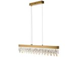 Lumicouture LED Pendelleuchte "Celestia", Gold (Messingfarben GebüRstet), 1, 1 Stk., Leuchten, L. 100 X H. 150 Cm, 3300 Lm, 2700 K, K9- Kristalle, LED Pendelleuchte