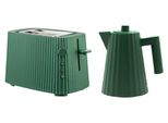 Alessi Plissé Wasserkocher- & Toaster-Set, Grün, Wasserkocher 1 Liter