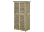 Geräteschuppen Gerätehaus Gartenschrank Geräteschrank Holz Mit Asphaltdach Lamellentür 4 Fächer Grau 87 X 46,5 X 160 Cm