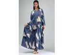 Bedrucktes Langarm-Viskose-Maxikleid