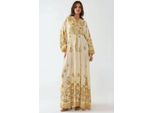 Bedrucktes V-Ausschnitt Maxikleid Mit Knopfdetails