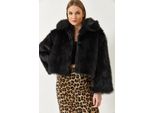 KüRzerer Offener Front-Faux-Fur-Mantel Mit Langen ÄRmeln