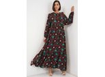 Tropisches Maxi-Kleid Mit Knopfverschluss