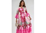 RüSchen-Paisley V-Ausschnitt Maxikleid